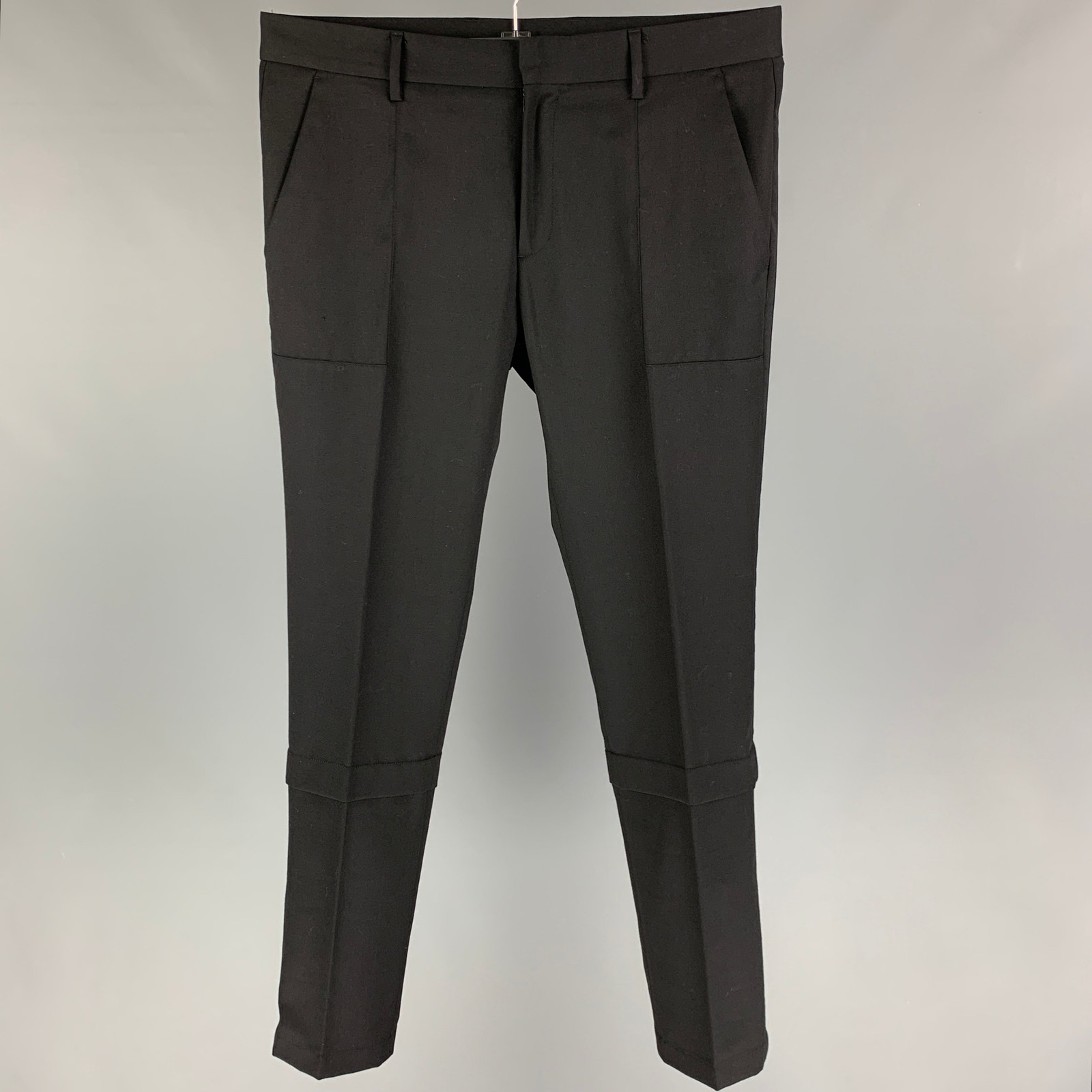Viktor & Rolf Size 34 Black Wool Zip Fly Dress Pants